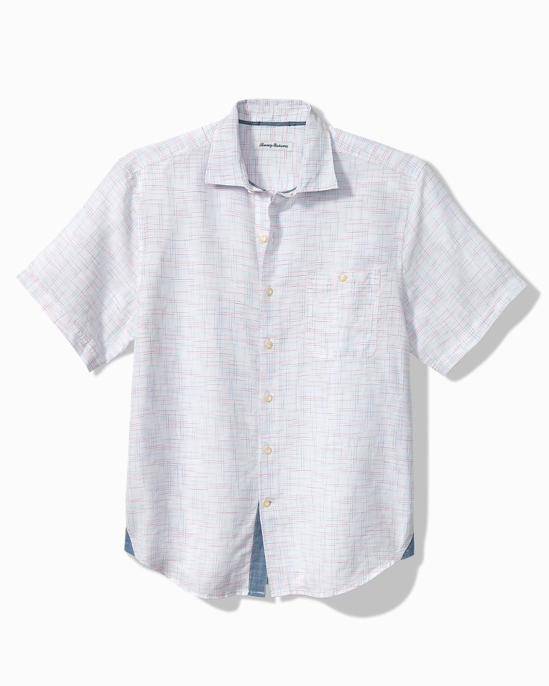 Big & Tall Sand Linen Prism Check Camp Shirt