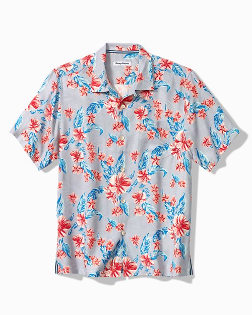 Big & Tall Cape Hibiscus Silk Camp Shirt
