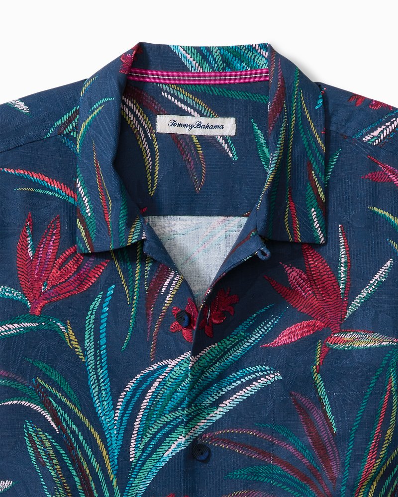 Tommy Bahama] Vintage Big Silhouette Silk Aloha Shirt Leaf Pattern