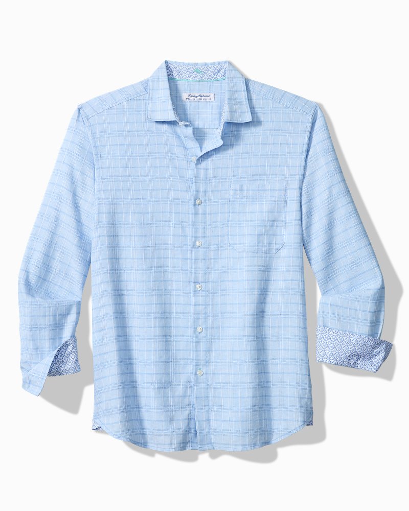 Big & Tall Barbados Breeze Playa Plaid Stretch-Linen Shirt