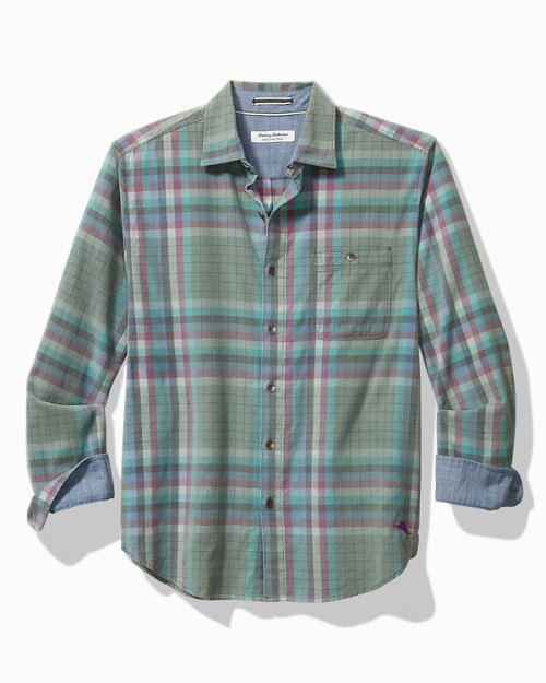 Big & Tall Coastline Cord Verde Plaid Long-Sleeve Shirt