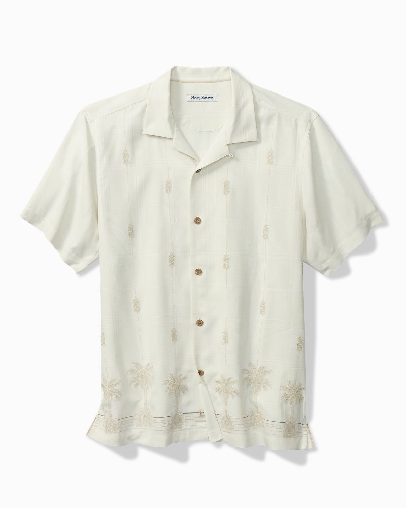 Big & Tall Pina Palms Embroidered Silk Camp Shirt