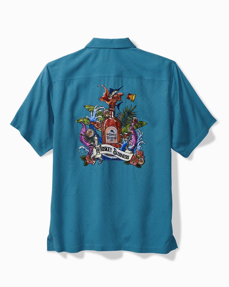 Big & Tall Whiskey Business Silk Camp Shirt