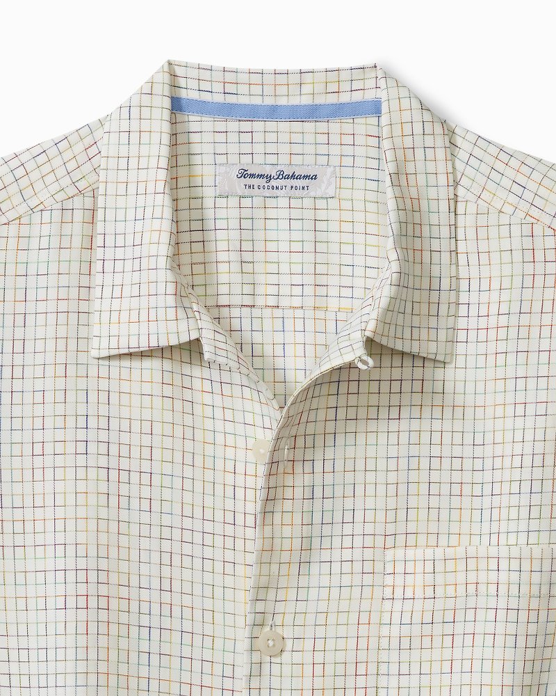 Big & Tall Coconut Point Prismatic Check IslandZone® Camp Shirt