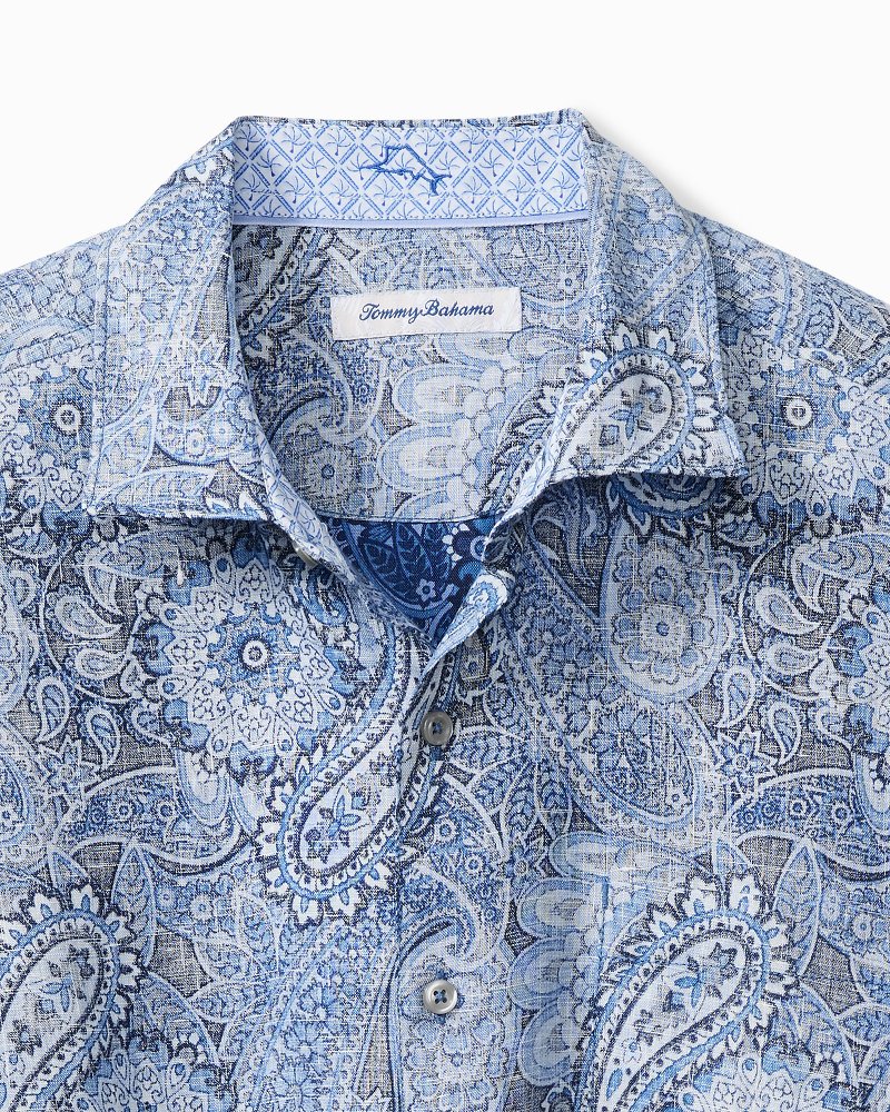 Big & Tall Blue Seas Medallion Linen Shirt