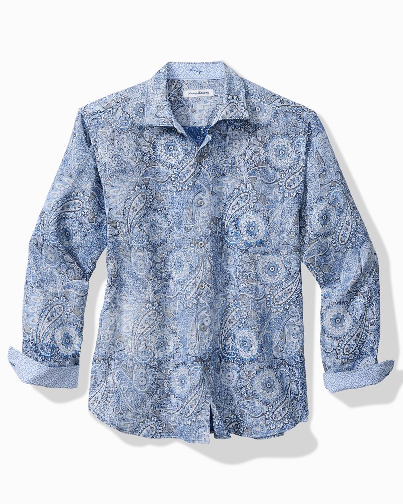 Big & Tall Blue Seas Medallion Linen Shirt