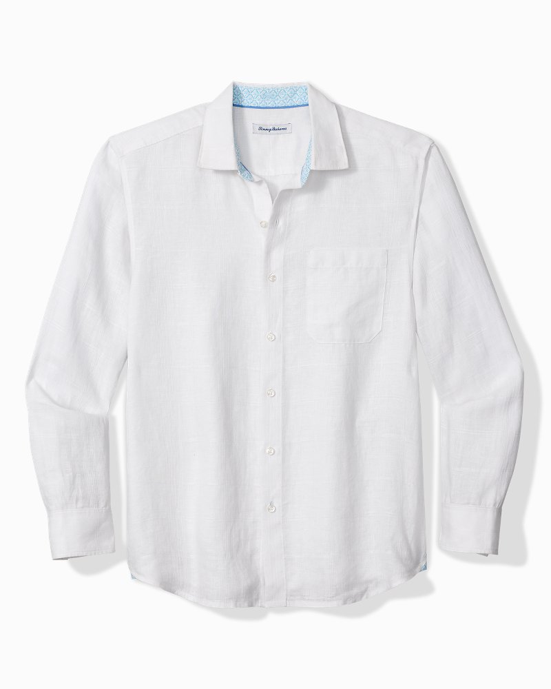 Tommy Bahama Men's Big & Tall Paradisio Plaid Linen Long-Sleeve Shirt - White - Size 3XLB