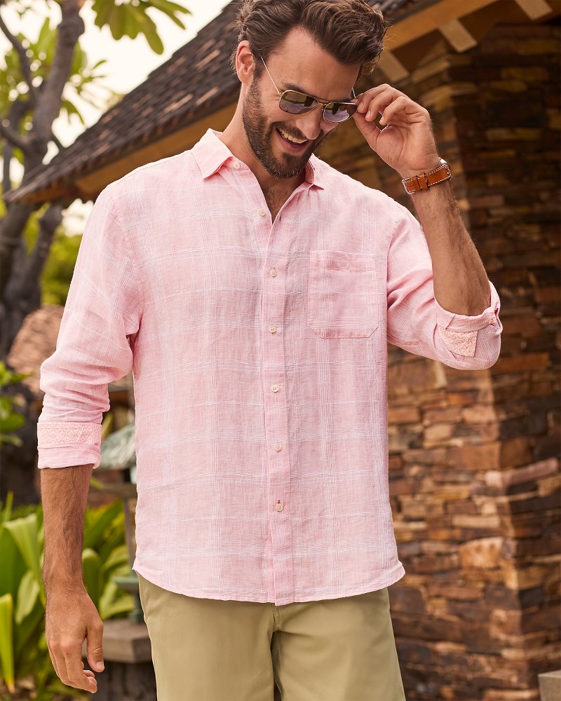 Big & Tall Paradisio Plaid Linen Long-Sleeve Shirt
