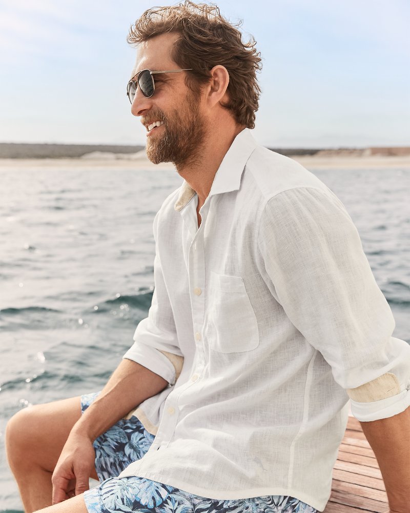 Thumbnail for Big & Tall Paradise Breezer Linen Long-Sleeve Shirt