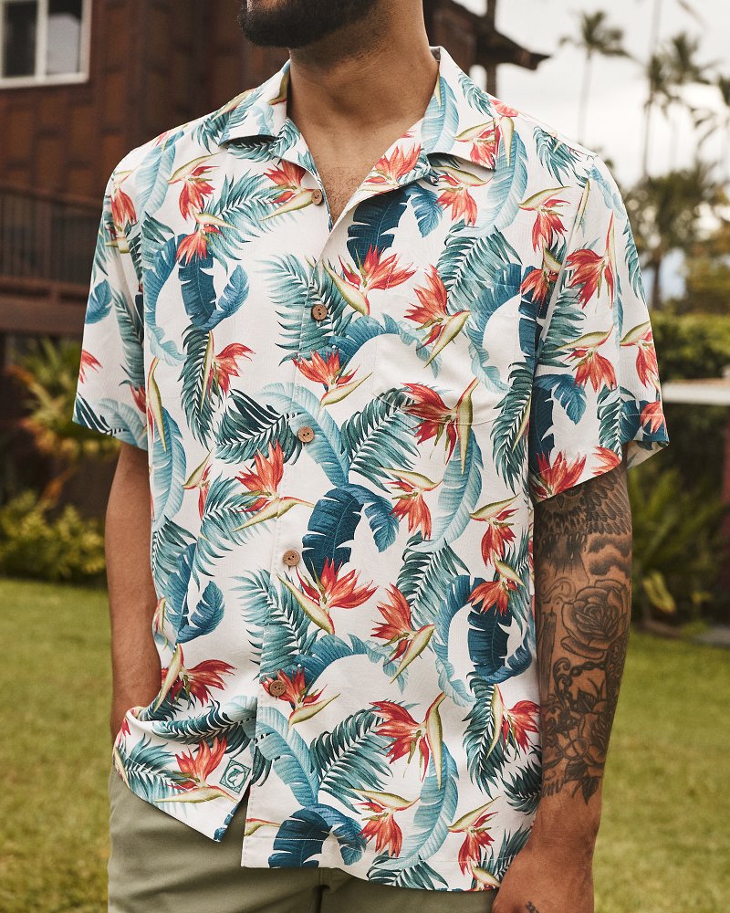Big & Tall Garden of Hope & Courage Paradiso Sands Silk Camp Shirt