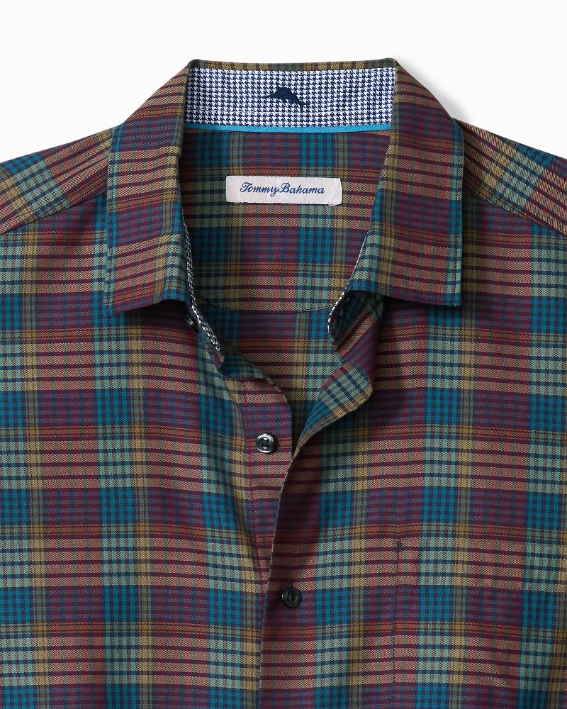 Big & Tall Bordeaux Plaid Silk-Blend Shirt