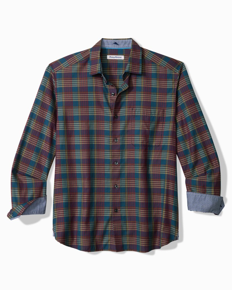 Big & Tall Bordeaux Plaid Silk-Blend Shirt