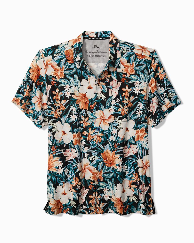 Big & Tall Midnight Blooms Silk Camp Shirt