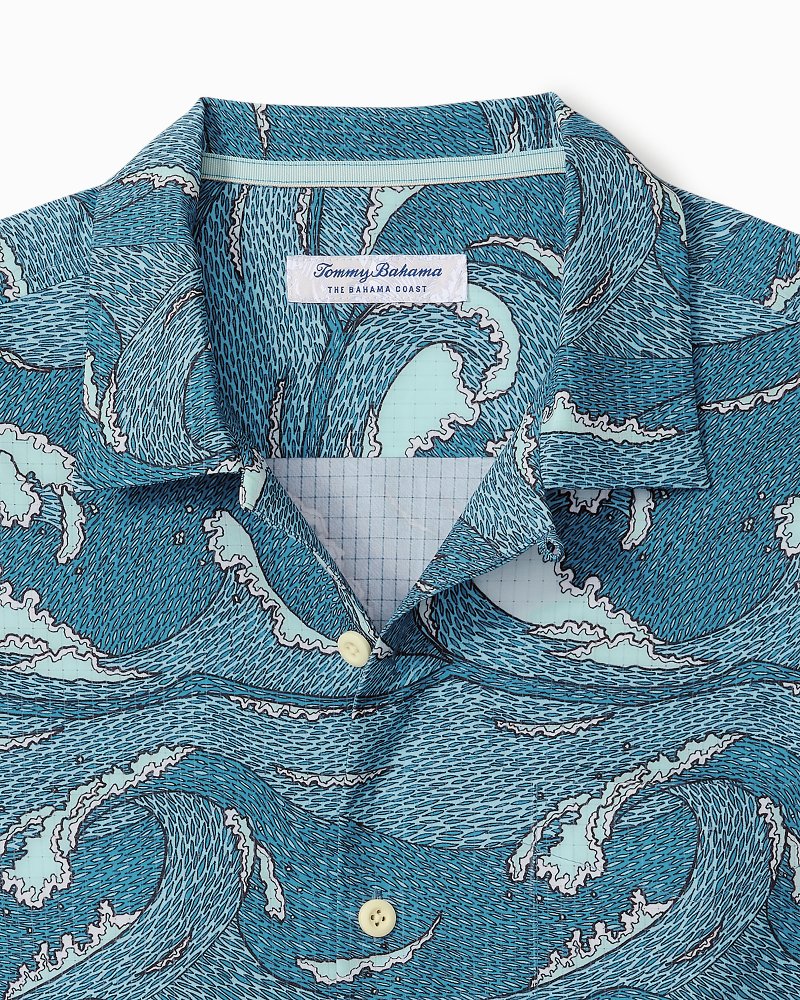 Big & Tall Bahama Coast Wavescape Oasis IslandZone Camp Shirt