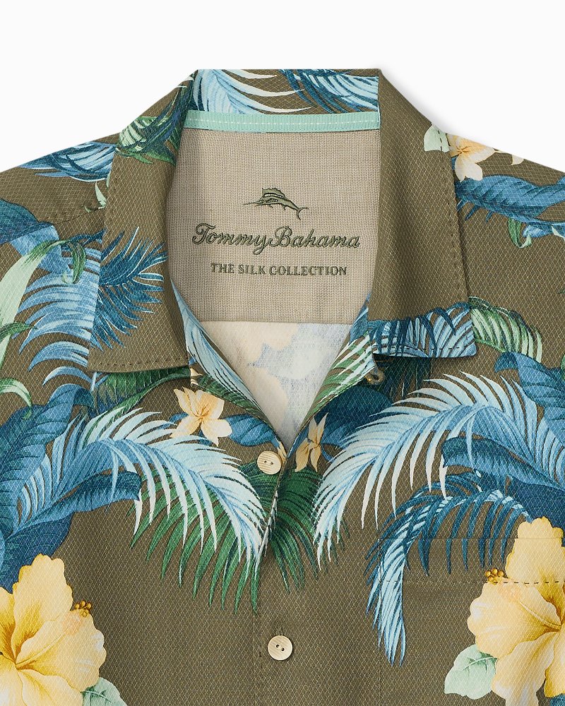 Big & Tall Pineapple Petals Silk Camp Shirt