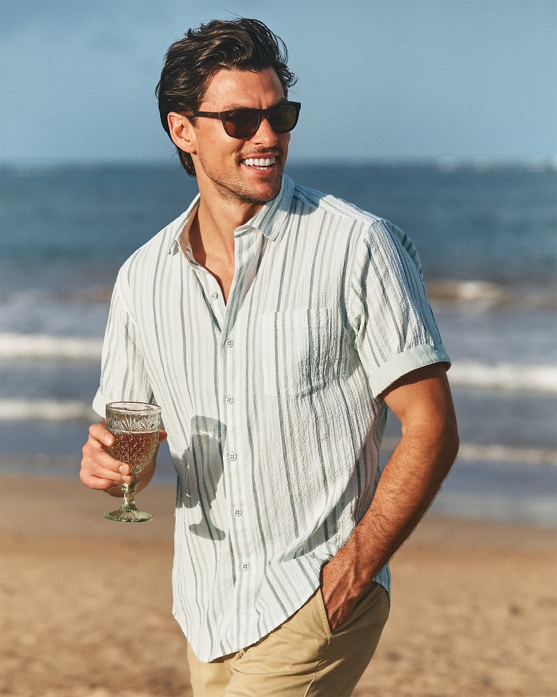 Big & Tall Nova Wave Aloha Stripe Cotton-Blend Shirt