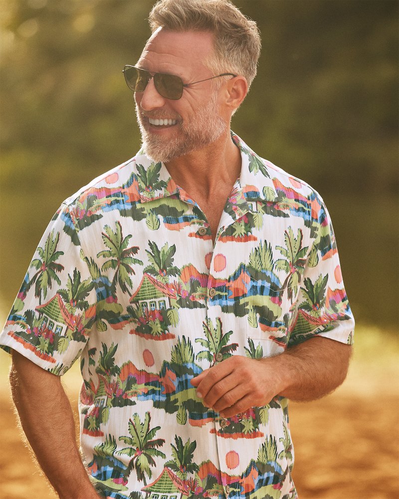 Big & Tall Cabana Skies Silk Camp Shirt