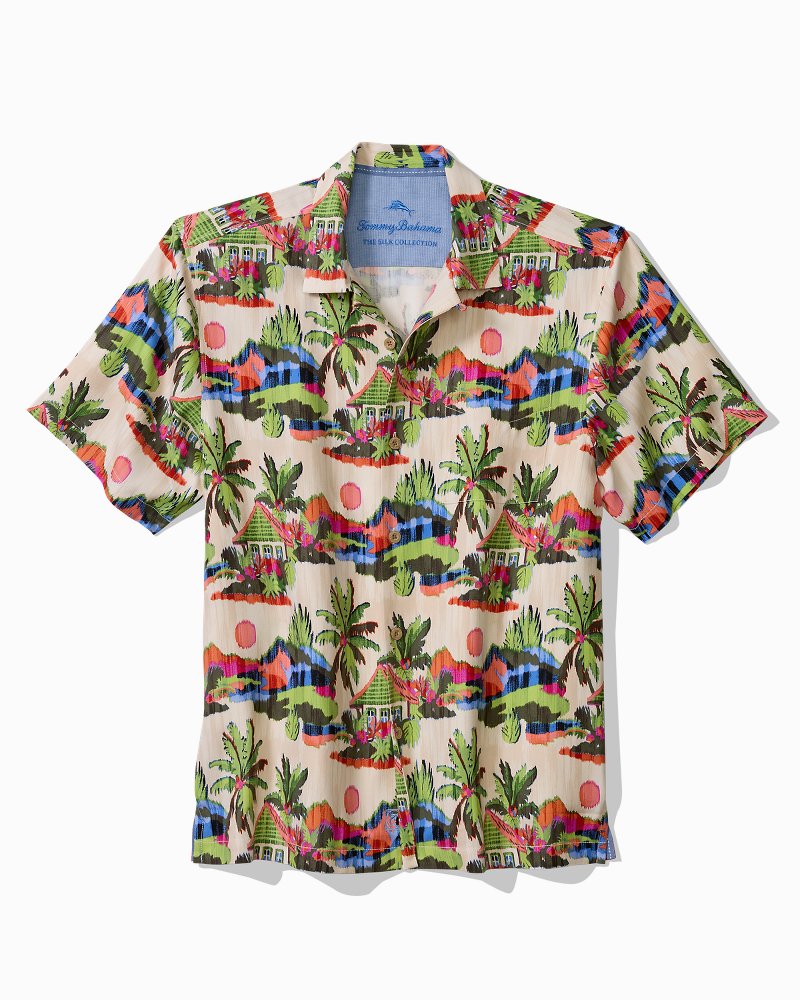 Big & Tall Cabana Skies Silk Camp Shirt
