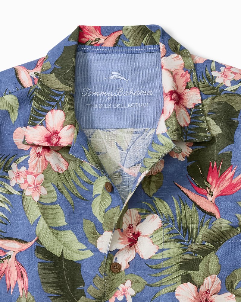 Big & Tall Flora Festival Silk Camp Shirt