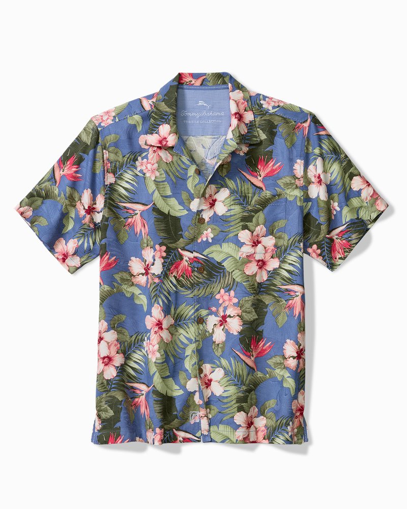 Big & Tall Flora Festival Silk Camp Shirt