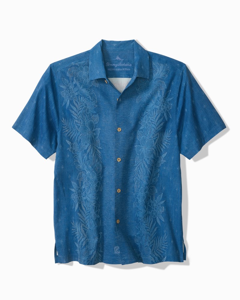 Big & Tall Kona Luxe Border Silk Camp Shirt