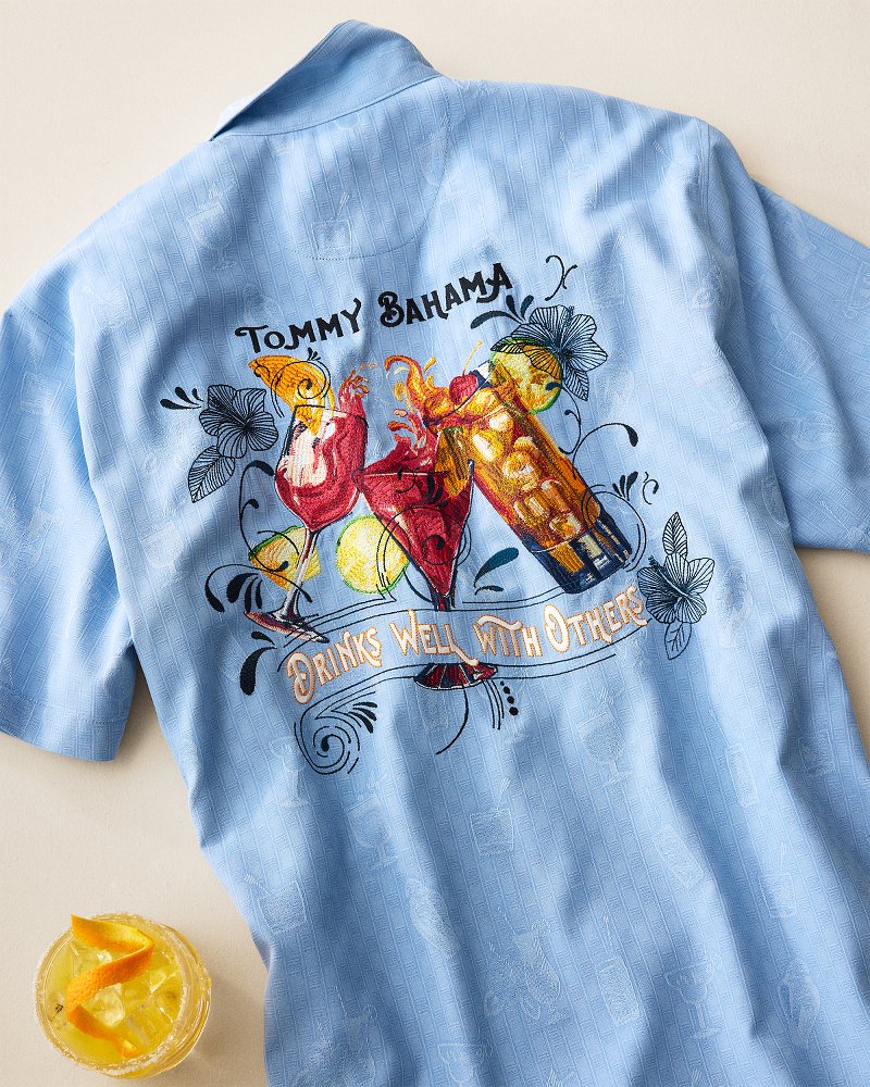 Big & Tall Drinks Well With Others Silk Camp Shirt