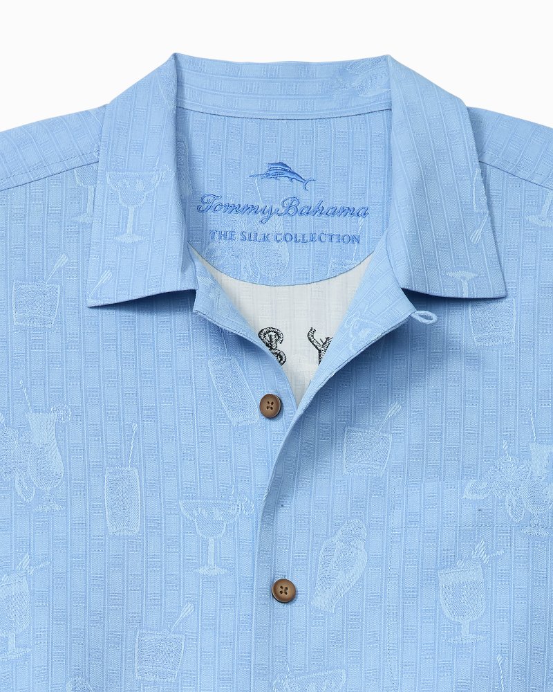 Tommy Bahama Men's Big & Tall Drinks Well With Others Silk Camp Shirt - Canyon Sky - Size 1XLB