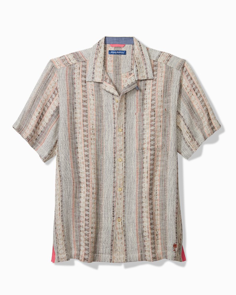 Big & Tall Milano Isles Stripe Cotton-Linen Camp Shirt