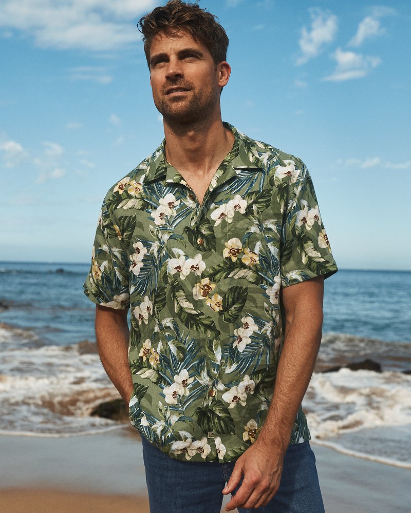 Big & Tall Orchid O'Lei Linen Camp Shirt