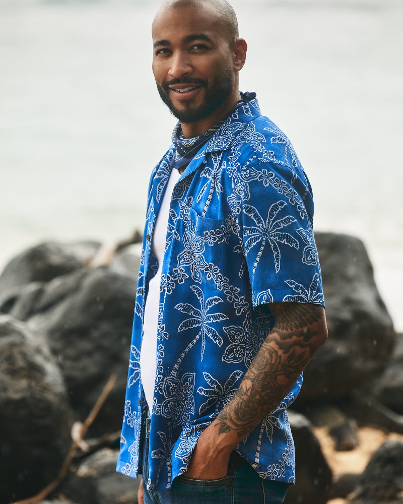 Big & Tall Tommy Bahama x Stetson Palomino Palms Silk Camp Shirt