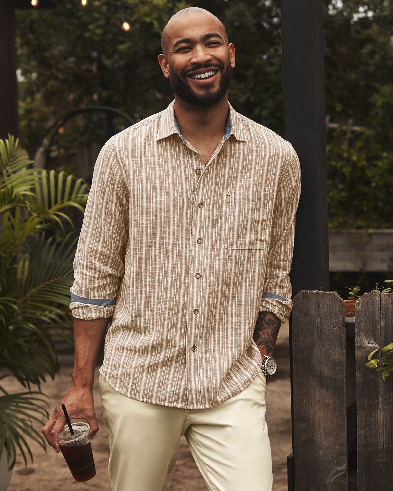 Big & Tall Carlsbad Stripe Linen-Blend Long-Sleeve Shirt