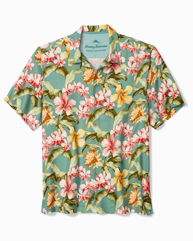 Big & Tall Flora Summer Silk Camp Shirt