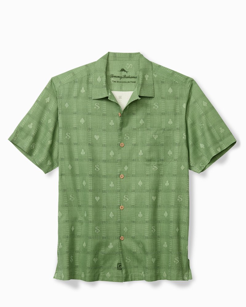 Big & Tall Money Jacquard Silk Camp Shirt