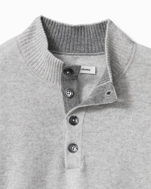 Big & Tall Soft Sands Cashmere Button Mock Sweater