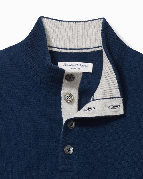 Big & Tall Soft Sands Cashmere Button Mock-Neck Sweater