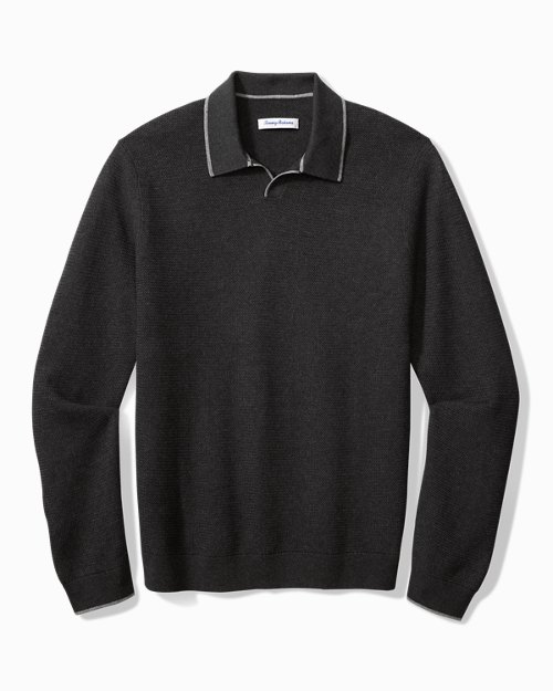 Big & Tall Long Point Long-Sleeve Sweater Polo