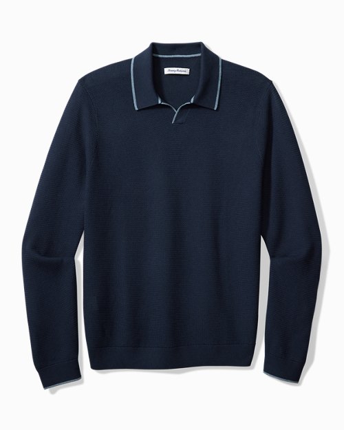 Big & Tall Long Point Long-Sleeve Sweater Polo