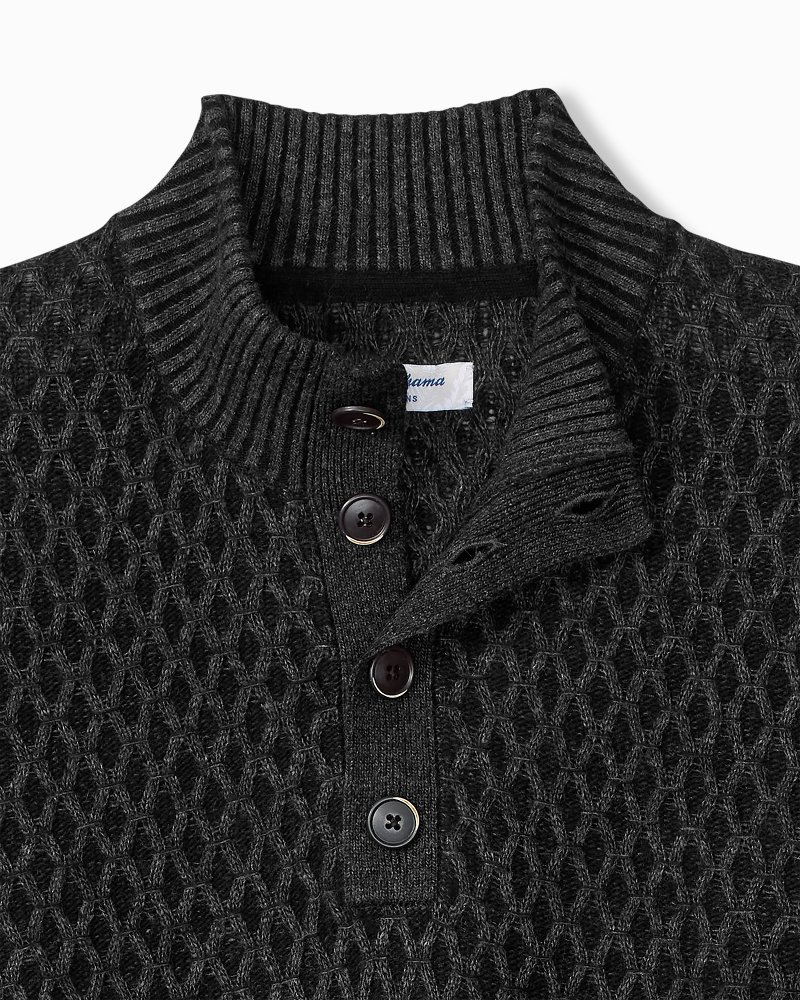 Big & Tall Cross Cable Button-Neck Sweater