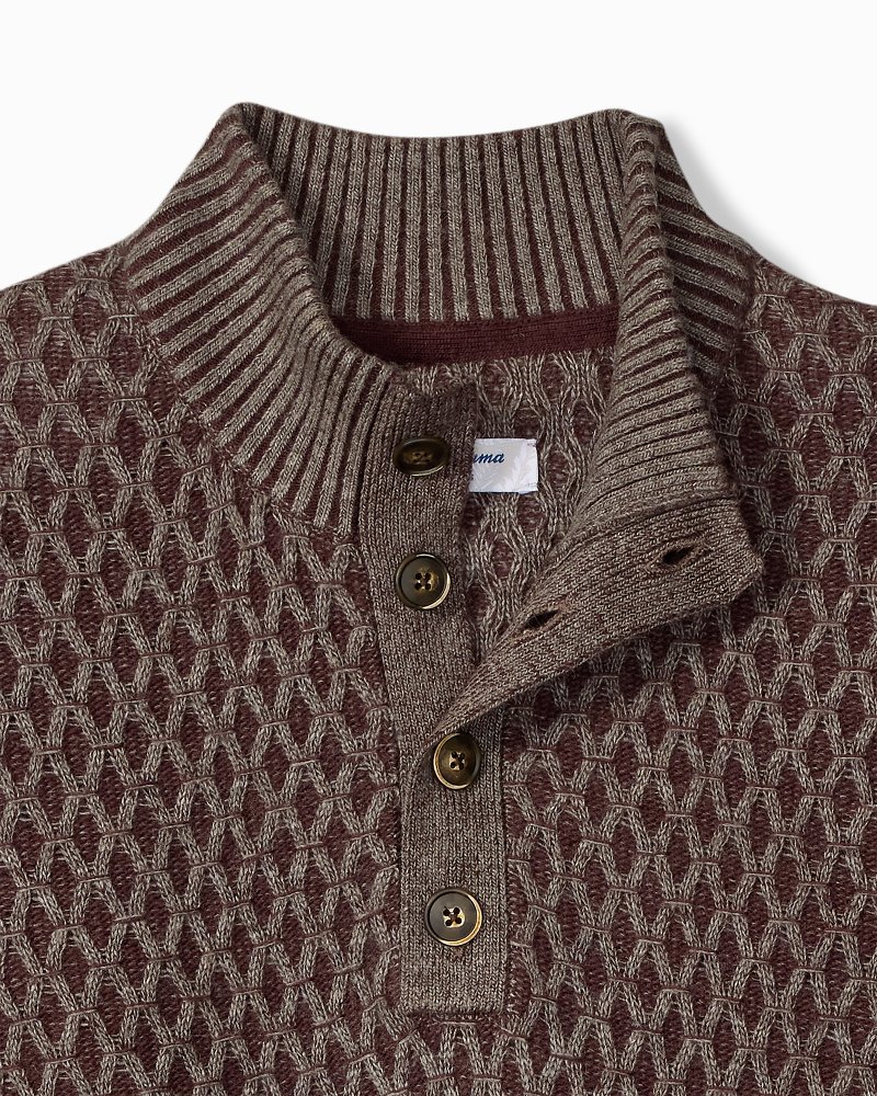 Big & Tall Cross Cable Button-Neck Sweater