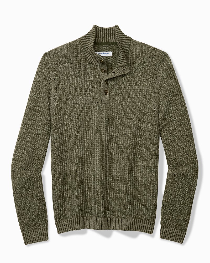 Big & Tall Autumn Pier Button Mock-Neck Sweater