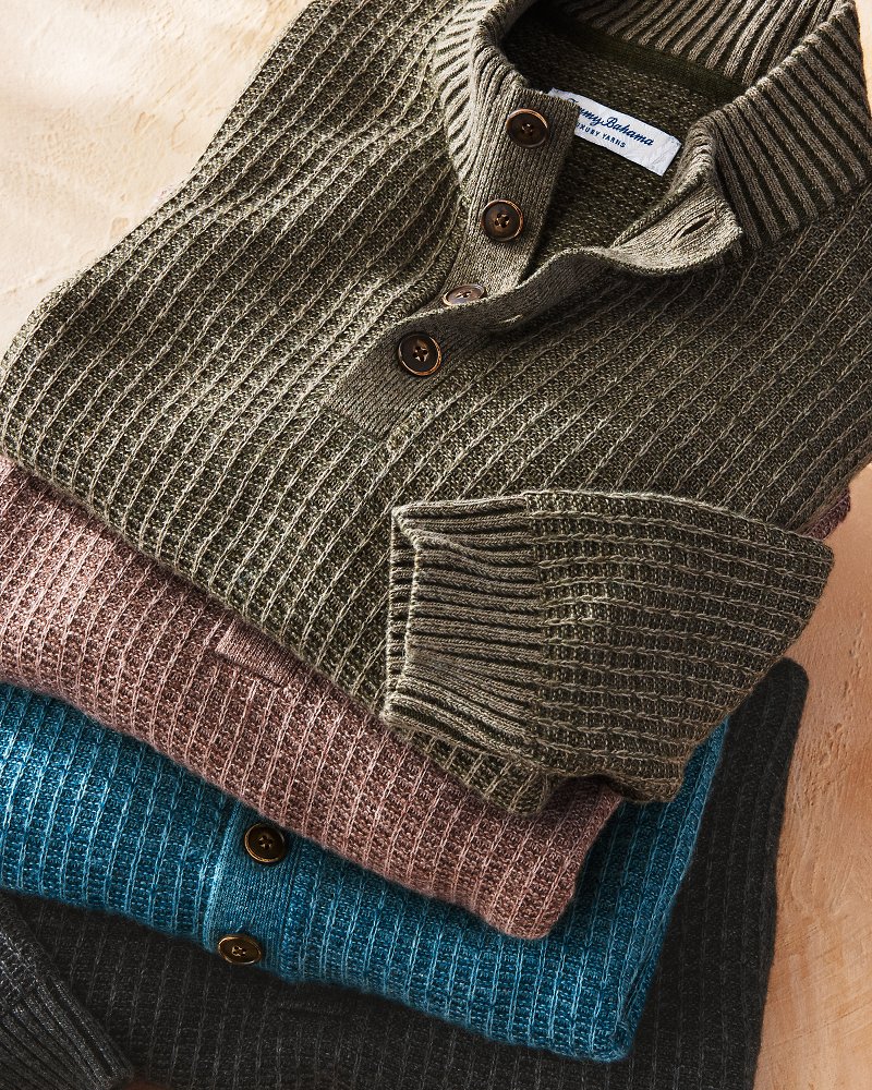 Big & Tall Autumn Pier Button Mock-Neck Sweater