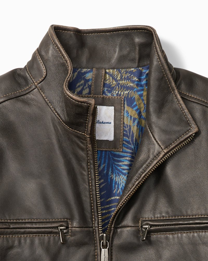 New Big & Tall Rocker Island Leather Jacket