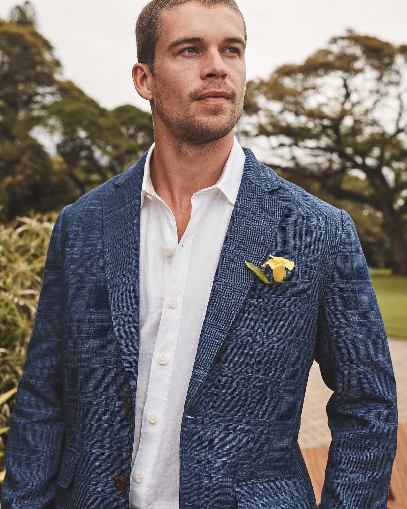Big & Tall Latigo Glenn Plaid Linen-Blend Blazer