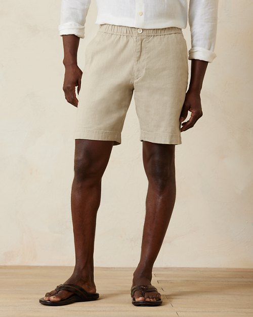 Big & Tall Dockside Bay Linen-Blend Elastic-Waist Shorts
