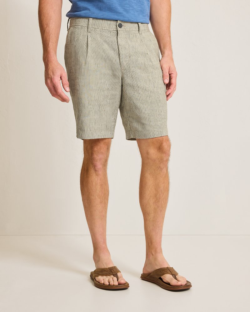 Big & Tall Isla Sands Stripe Stretch-Linen Shorts