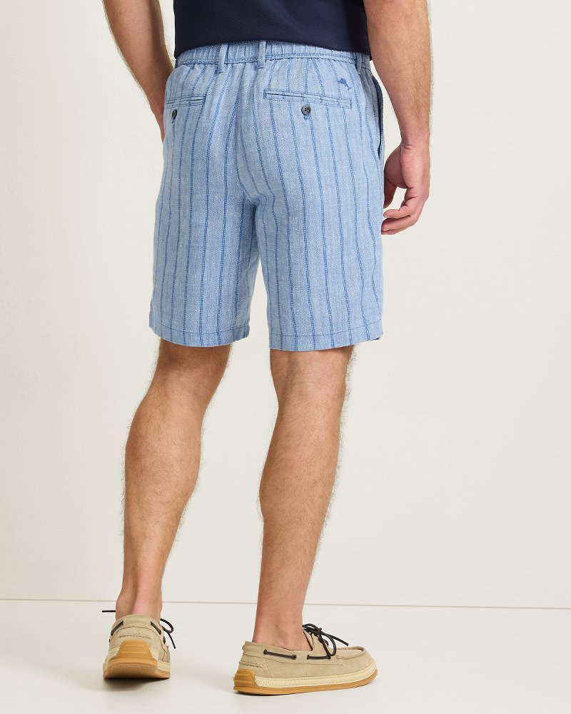 Big & Tall Isla Shores Stripe Linen-Blend Half E-Waist Shorts