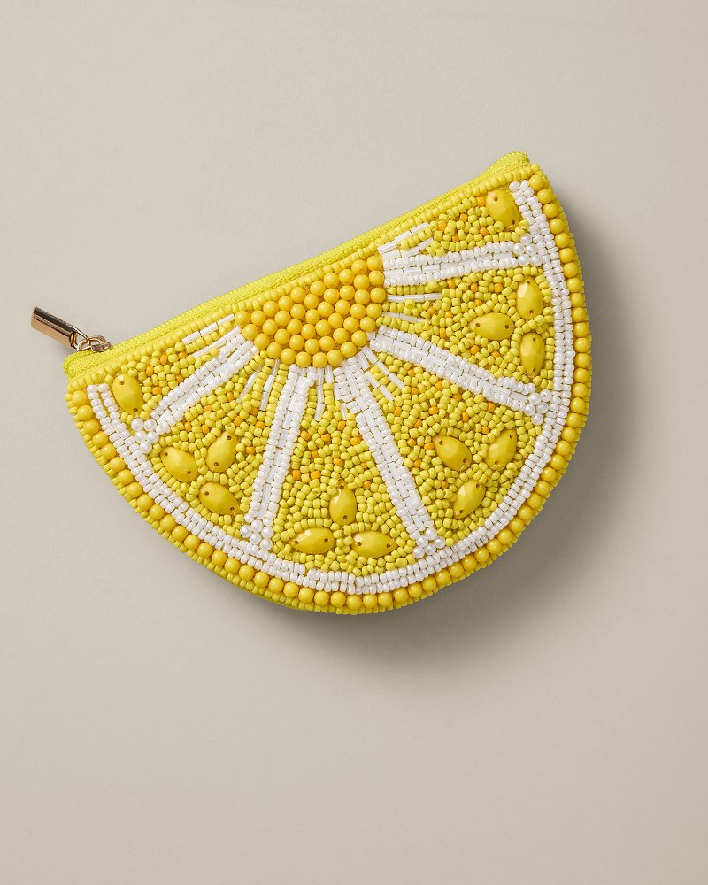 Lemon Slice Beaded Coin Pouch