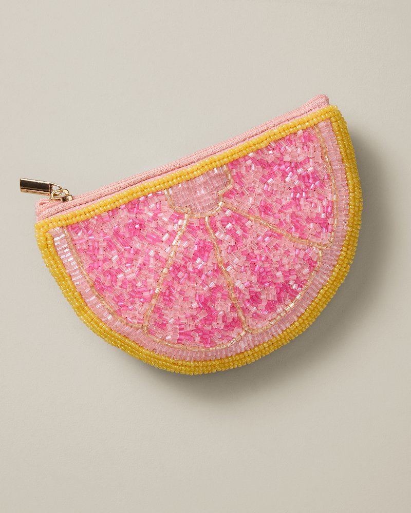 Grapefruit Slice Beaded Coin Pouch