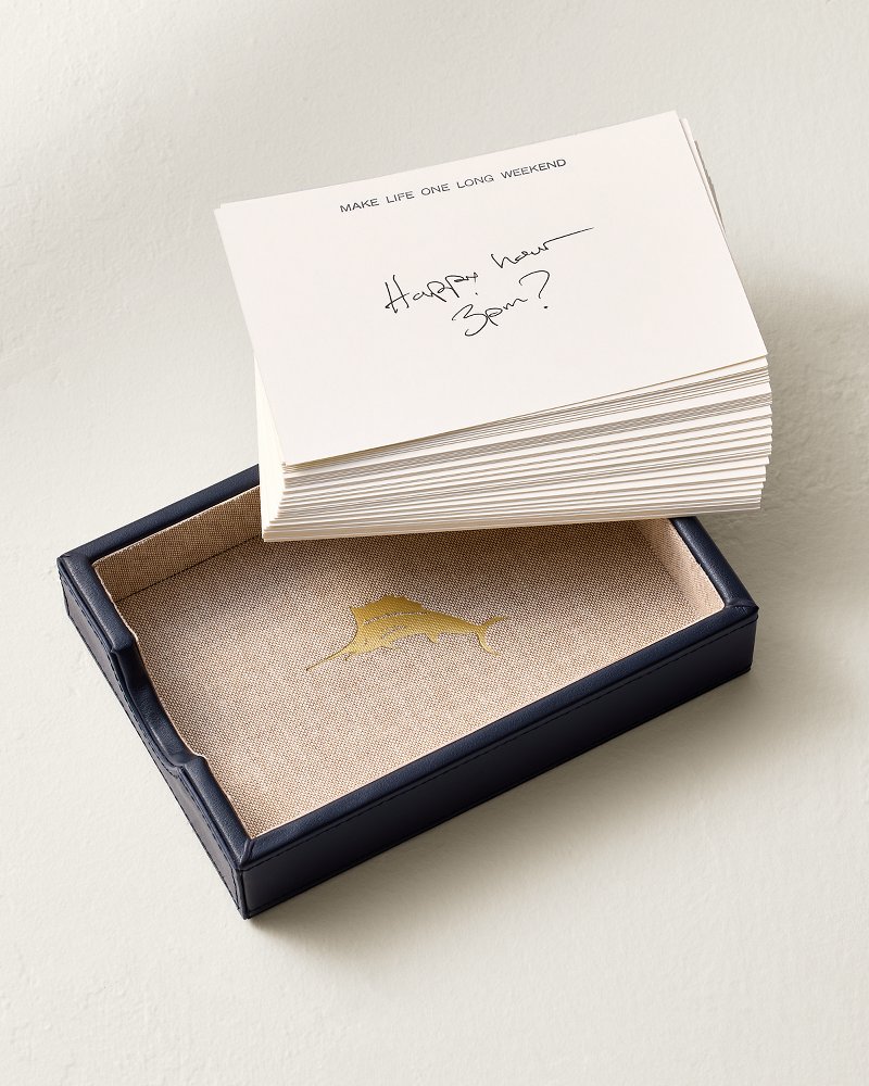 Leather Marlin Tray With Memo Cards