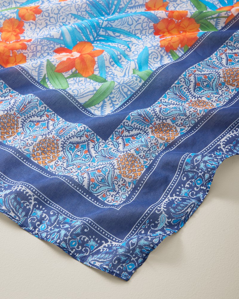 Tropical Patchwork Square Silk-Blend Scarf